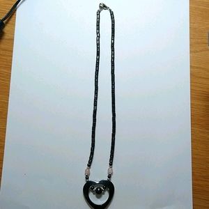 Gunmetal Gray Heart Necklace